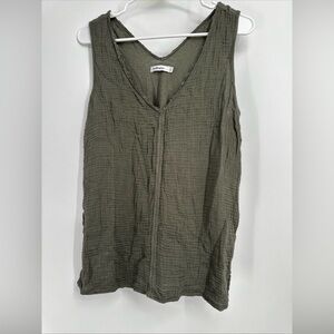 Red Haute Sleeveless Cotton Gauze Top Green Sz m